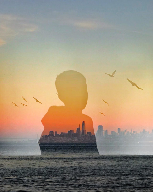Silhouette-John Nieto-Mobile Photography-San Francisco-Skyline- double exposure