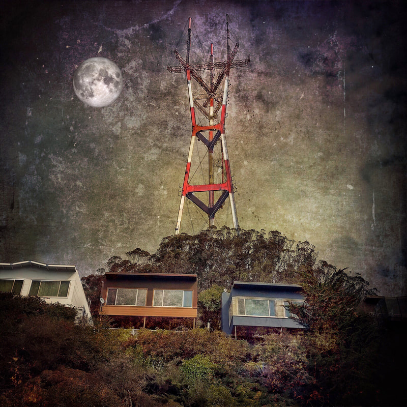 Sutro Tower, Full Moon, Digital Fine Art, John Nieto, mobile photography